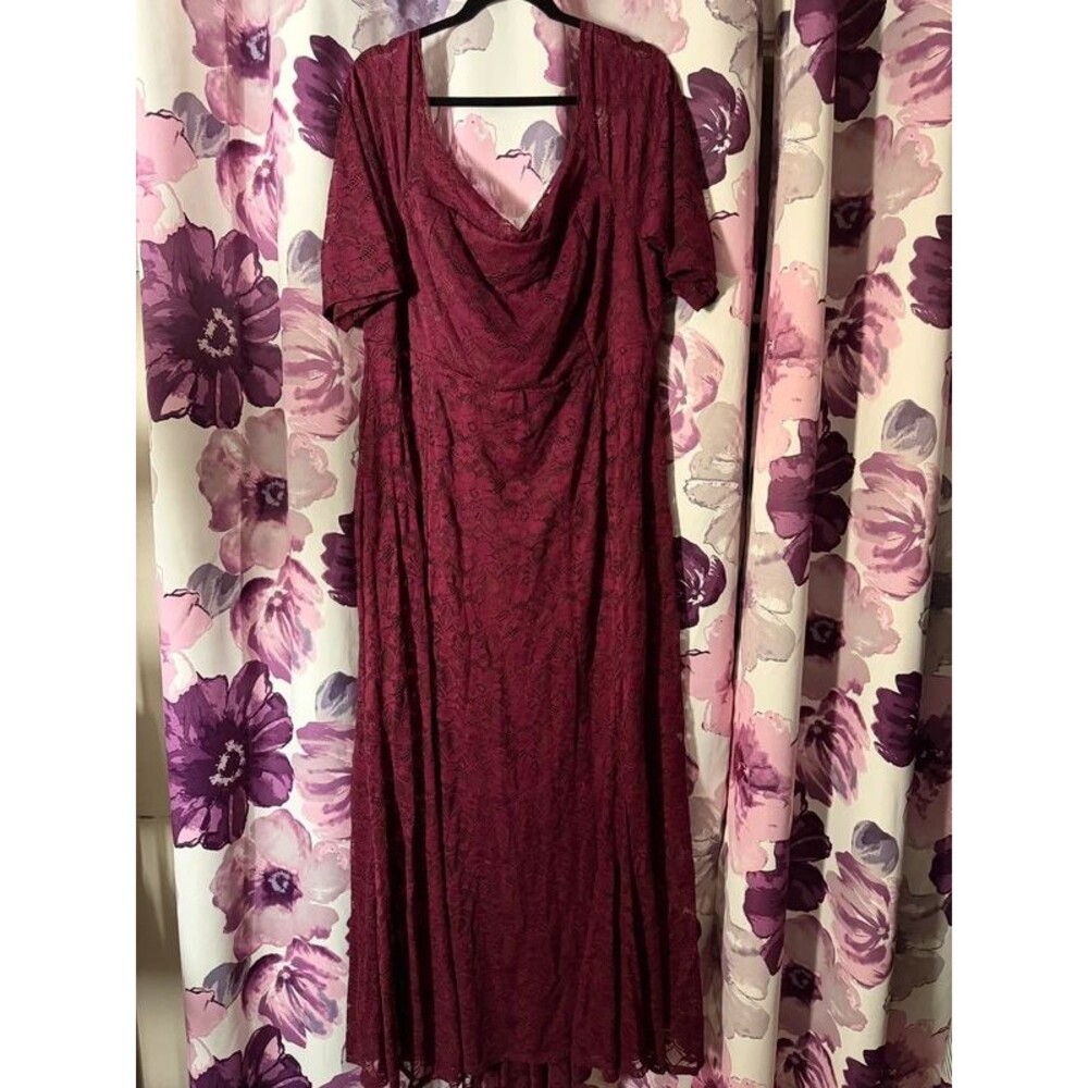 Torrid Special Occasion Burgundy Lace Off Shoulder Maxi Dress